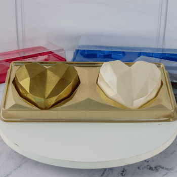 Caixa Coração Lapidado Dourado 200g c/ 2 Cavidades N14050 - Bwb