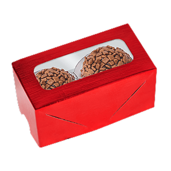 Caixa Laminada c/ Visor para 2 Doces Vermelho - Ideia Embalagens