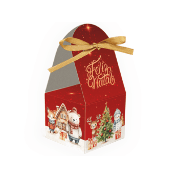 Caixa para 1 Doce Natal Encantado 5x5x4 cm c/10 unidades - Ideia Embalagens