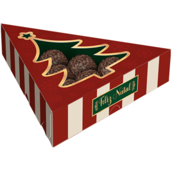 Caixa para 10 Doces Árvore Natal c/Visor 20,5x20,5x4 cm c/5 unidades - Ideia Embalagens