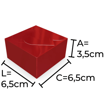 Caixa para 4 Doces Vermelha c/ 10 unidades 6,5x6,5x3,5 cm - Cromus