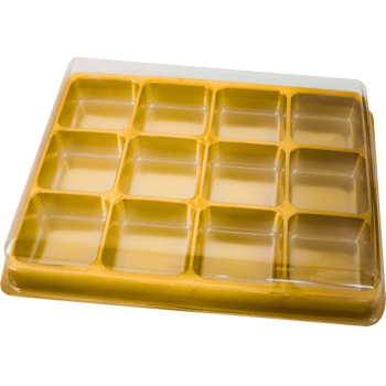 Caixa para Degustação Bombons c/12 Cavidades Dourado N14290 - Bwb
