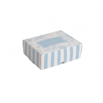 Caixa para Doces Clássico Francês Azul 9x9x4,5 cm c/ 10 unidades - Cromus