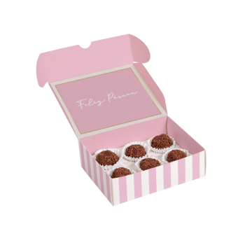 Caixa para Doces Clássico Francês Rosa 13x10,6x3,5 cm c/ 10 unidades - Cromus