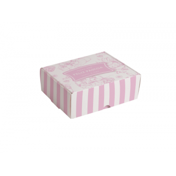 Caixa para Doces Clássico Francês Rosa 9x9x4,5 cm c/ 10 unidades - Cromus