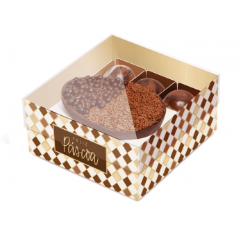 Caixa para Meio Ovo de 100g e Doces New Practice Tons de Chocolate c/ 6 unidades - Cromus