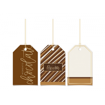 Tags Tons de Chocolate 8x5 cm c/ 12 unidades - Cromus