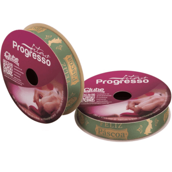 Fita de Cetim Decorativa Feliz Páscoa Verde nº 3 ECF003H Cor 501 - Progresso