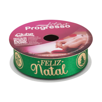 Fita de Cetim Feliz Natal n°05 ECF005H Cor 939 - Progresso