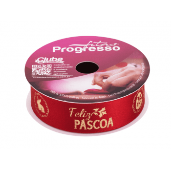 Fita de Cetim Feliz Páscoa n°5 ECF005H Cor 814 - Progresso