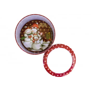 Lata Boneco de Neve Vermelha 13,5x7 cm - Zein