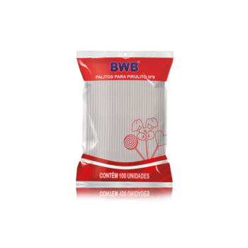 Palito de Plástico para Pirulito 9 cm c/ 100 unidades - Bwb