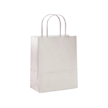 Sacola de Papel Kraft 35X13X8 cm Metalizado Prata - Cromus