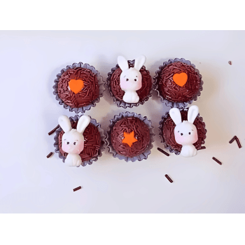 Biscuit Comestível Coelho da Páscoa Fofinho c/ 4 unidades - Meninas do Açúcar