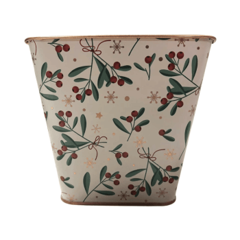 Cachepot Metálica Branco Frutas Vermelhas 12,5x12 cm - Tuut