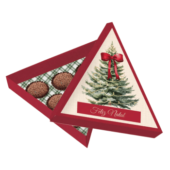 Caixa Árvore para 3 Brigadeiro Pinheiro 11x11,5x3,5 cm - Cromus