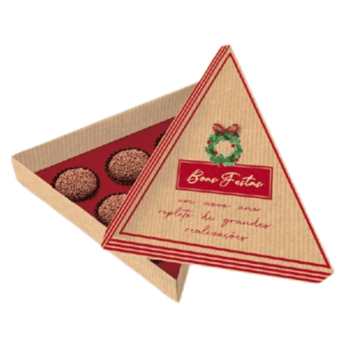 Caixa Árvore para 6 Brigadeiros guirlanda 19,5x17x4,5 cm - Cromus