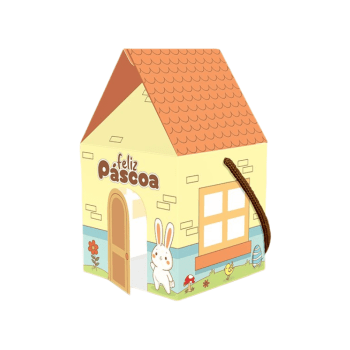 Caixa Casa c/ Alça Páscoa Colorir 10x10x17 cm - Ideia Embalagens