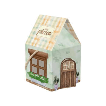 Caixa Casa c/ Alça Páscoa Encantos 10x10x17 cm - Ideia Embalagens