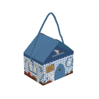 Caixa Casinha Contos de Páscoa Azul 12,5x9,5x12 cm c/ 10 unidades - Cromus