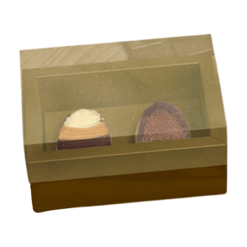 Caixa Degustação c/ Moldura Páscoa Ouro 2 Cavidades 50g - Ideia Embalagens