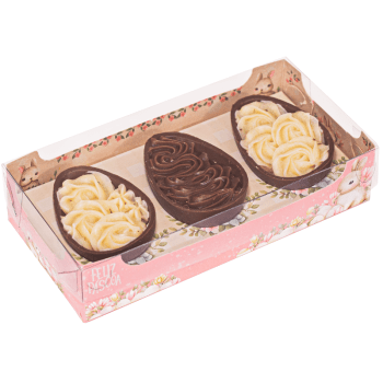 Caixa Encanto Feliz Páscoa Dupla Face c/ 3 cavidades de 50g c/ 5 unidades - Ideia embalagens