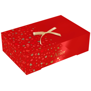 Caixa Fondue c/ Fita Com Amor Clássico 24,5x16x7 cm - Ideia Embalagens 