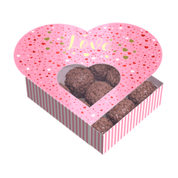 Caixa Gaveta c/ Visor Coração Love 12x12x4 cm - Ideia Embalagens
