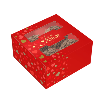 Caixa Gaveta c/ Visor para 4 Doces Com Amor Clássico - Ideia Embalagens