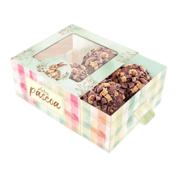 Caixa Gaveta c/ Visor para 4 Doces Páscoa Encantos - Ideia Embalagens