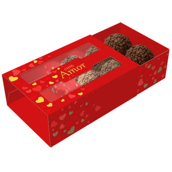 Caixa Gaveta c/ Visor para 6 Doces Com Amor Clássico - Ideia Embalagens