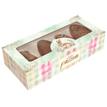 Caixa Gaveta para 4 Mini ovos 50g Páscoa Encantos - Ideia Embalagens