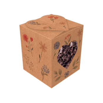 Caixa Kraft Pop Up c/ Visor Flores do Campo 10x10x12 cm - Ideia Embalagens