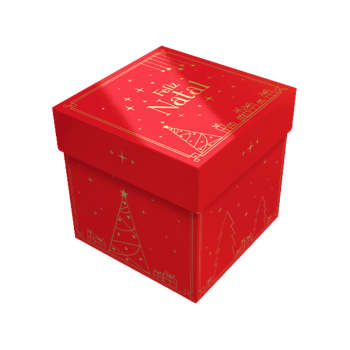 Caixa Mini Panetone c/ Tampa Natal Luz 10x10x10 cm - Ideia Embalagens