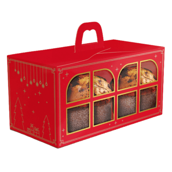 Caixa Mini Panetone c/ Visor e Alça Natal Luz 20x10x10 cm - ideia Embalagens
