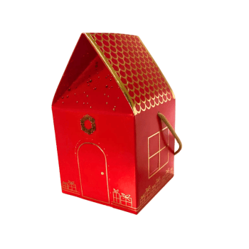 Caixa Mini Panetone Casinha Natal Luz 10x10x17 cm - Ideia Embalagens