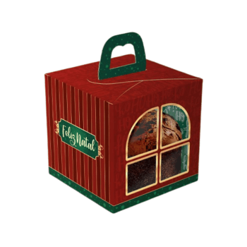 Caixa Panetone c/ Alça Janela Noel 10x10x12 cm - Ideia Embalagens Caixa Panetone c/ Alça Janela Noel 10x10x12 cm - Ideia Embalagens