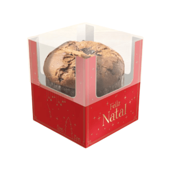 Caixa Panetone c/ Visor Natal Luz 10x10x12 cm - Ideia Embalagens