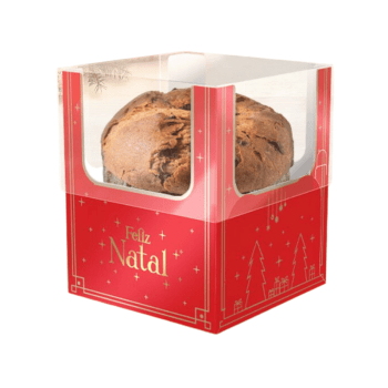 Caixa Panetone c/ Visor Natal Luz 15x15x17 cm - Ideia Embalagens