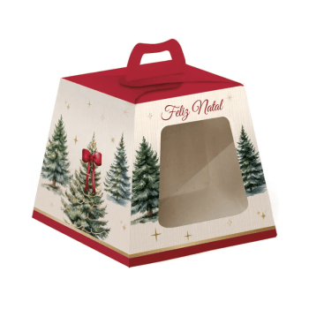 Caixa Panetone c/ Visor Pinheiro 18x18x16 cm 500g - Cromus