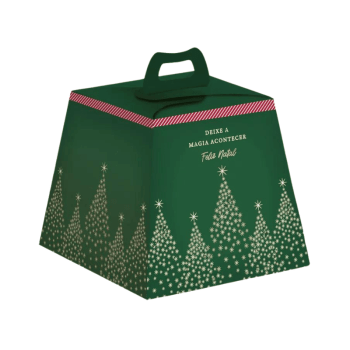 Caixa Panetone Magia Natal Verde 19x19x16,5 cm 500g - Cromus