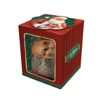 Caixa Panetone Noel Pop Up c/ Visor 10x10x12 cm - Ideia Embalagens
