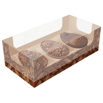 Caixa para 3 Mini Ovos de 50g Puro Cacau - Ideia Embalagens 