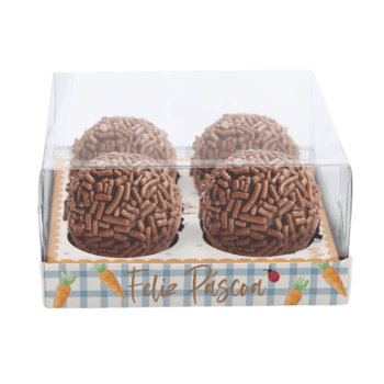 Caixa para 4 Brigadeiros Lovely Garden 8,5x8,5x4 cm c/10 unidades - Cromus