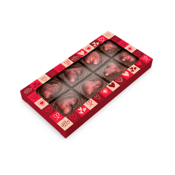 Caixa para Barra de Chocolate Coração 14,3x7,4x2 cm c/ 10 unidades - Ideia Embalagens