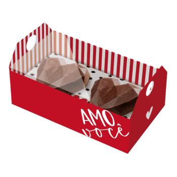 Caixa para Dois Meio Ovos de 40g Coração Lapidado Tanto Amor - Cromus