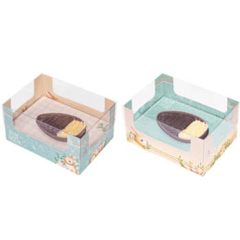 Caixa para Meio Ovo Páscoa Encantada Dupla Face 150g e 250g c/ 5 unidades - Ideia embalagens