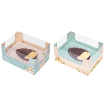 Caixa para Meio Ovo Páscoa Encantada Dupla Face 250g e 350g c/ 5 unidades - Ideia embalagens