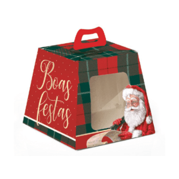 Caixa para Panetone Noel Boas Festas c/ Visor 11x10x11 cm - Cromus 