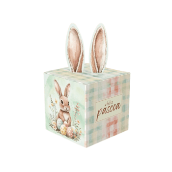 Caixa Pop Up Kids Orelhas Páscoa Encantos 8x8x8 - Ideia Embalagens